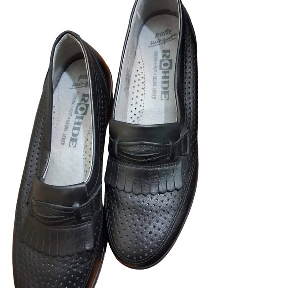 Rohde Shoes - Rohde Leather Womens Black Loafers, Size 7
